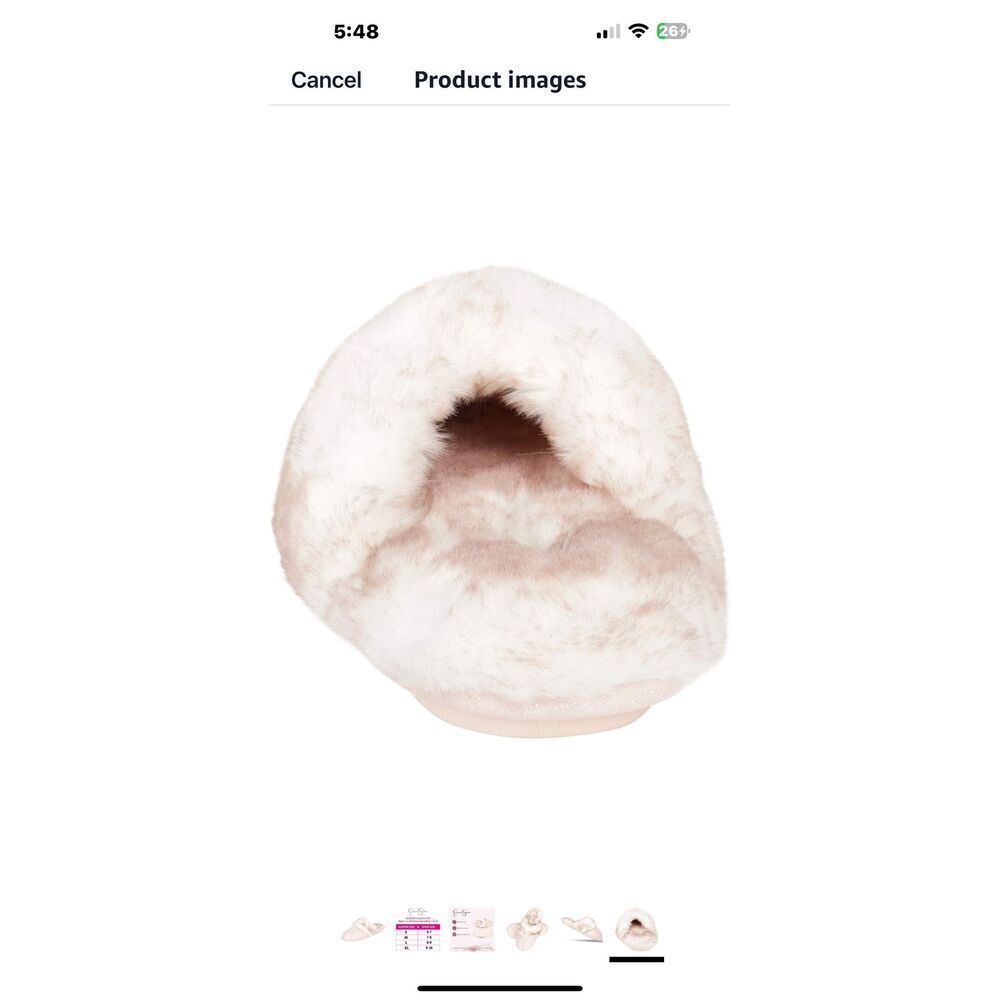 Jessica Simpson Pink and White Plush memory foam anti-slip Faux Fur slippers.fit - Picture 5 of 7